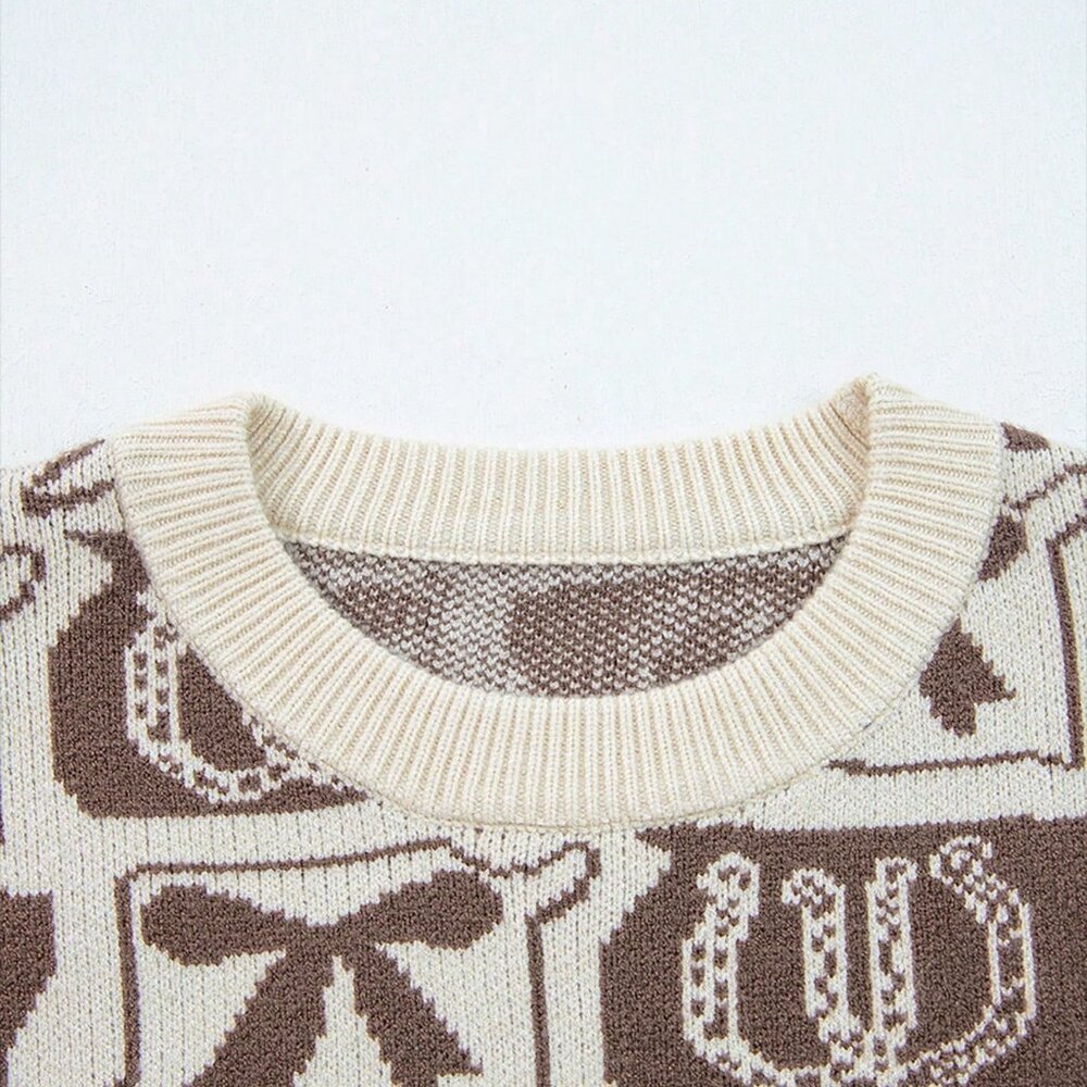 Multicolor Casual Women's Contrasting Loose Sweater - Picture 4 of 8